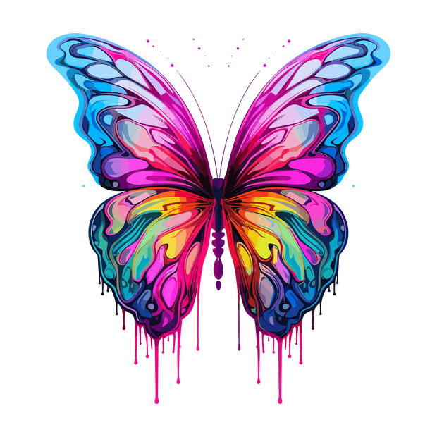 Colorful Wings Butterfly Color Drip DTF (direct-to-film) Transfer