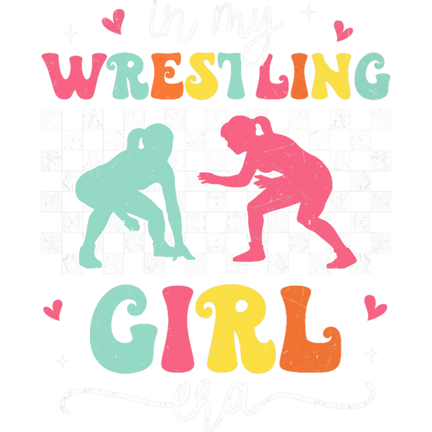 Colorful Wrestling Girl with Hearts DTF (direct-to-film) Transfer
