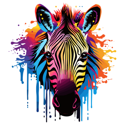 Colorful Zebra Color Drip DTF (direct-to-film) Transfer