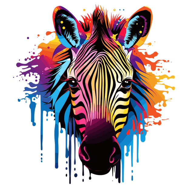 Colorful Zebra Color Drip DTF (direct-to-film) Transfer