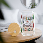 Stressed Blessed Christmas Obsessed-Christmas Tree Buffalo Plaid 16oz UV DTF Libby Cup Wrap