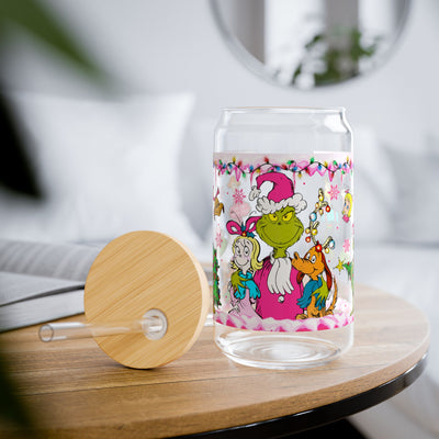 G Man in Pink & Friends Holding Trees 16oz UV DTF Libby Cup Wrap