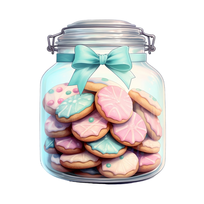 Cookie Jar With Pastel Bow DTF (direct-to-film) Transfer