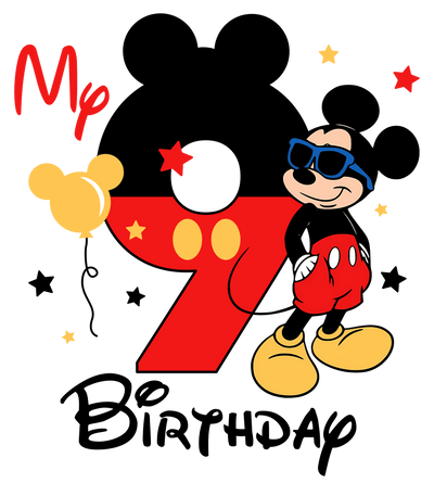 Cool Mickey My 9 Birthday DTF (direct-to-film) Transfer