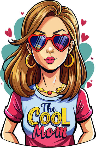 Cool Mom in Heart Shades DTF (direct-to-film) Transfer