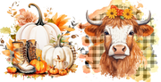 Cow Autumn Pumpkin 16oz UV DTF Libby Cup Wrap