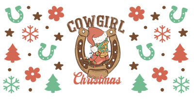 Cowgirl Christmas 16oz UV DTF Libby Cup Wrap