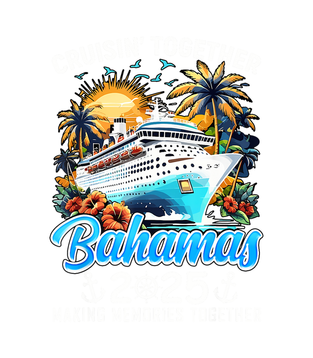 Cruisin Together in White Bahamas in Blue DTF (direct-to-film) Transfer