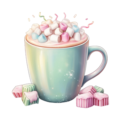 Cup of Cocoa With Marshmellows DTF (direct-to-film) Transfer