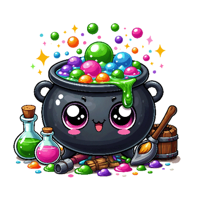 Cute Cauldron With Potion Halloween DTF (direct-to-film) Transfer