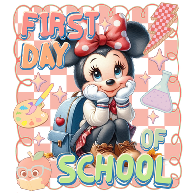 Cute Minnie's First Day DTF (direct-to-film) Transfer
