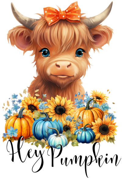 Hey Pumpkin Cow DTF (direct-to-film) Transfer