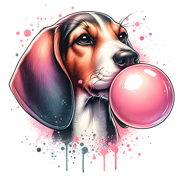 DASHOUND BLOWING A BUBBLE DTF (direct-to-film) Transfer