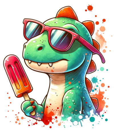 DINOSAUR WITH POPSICLE DTF (direct-to-film) Transfer