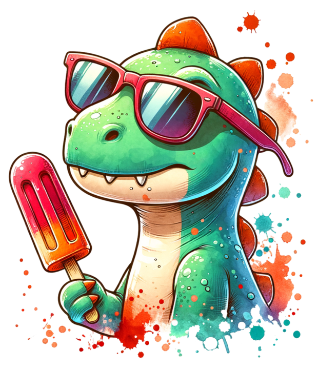 DINOSAUR WITH POPSICLE DTF (direct-to-film) Transfer