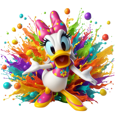 Daisy Duck Color Drip DTF (direct-to-film) Transfer