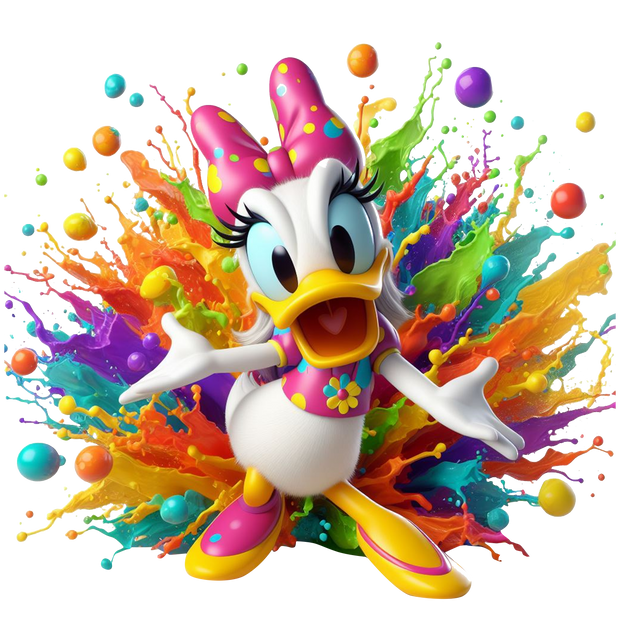 Daisy Duck Color Drip DTF (direct-to-film) Transfer