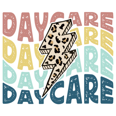 Daycare with Cheetah Bolt DTF (direct-to-film) Transfer