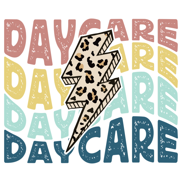 Daycare with Cheetah Bolt DTF (direct-to-film) Transfer