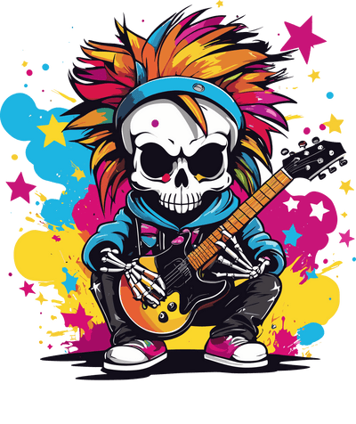 Dead Guitar Player Color Drip DTF (direct-to-film) Transfer