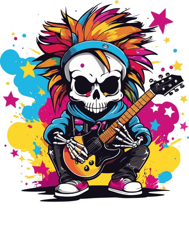 Dead Guitar Player Color Drip DTF (direct-to-film) Transfer