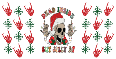 Dead Inside but Jolly AF Skull Christmas 16oz UV DTF Libby Cup Wrap