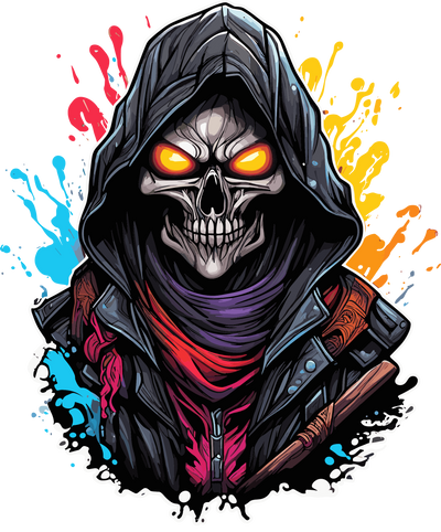 Death Face Color Drip DTF (direct-to-film) Transfer