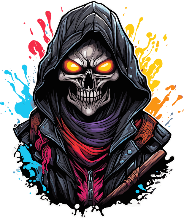 Death Face Color Drip DTF (direct-to-film) Transfer