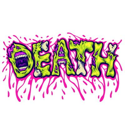 Death in Lime Green Color Drip DTF (direct-to-film) Transfer