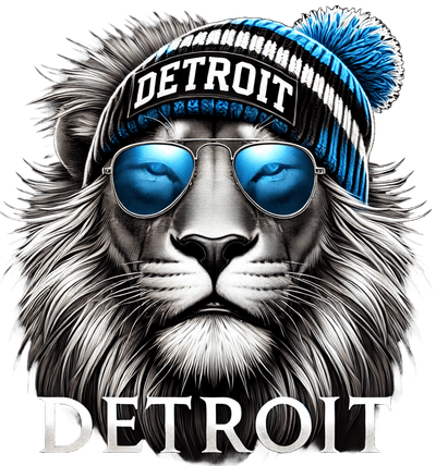 Detroit Lion in Blue Glasses DTF (direct-to-film) Transfer