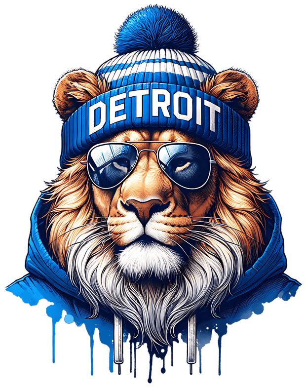 Detroit Lion in Hoodie DTF (direct-to-film) Transfer