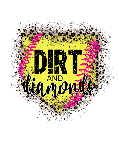 Dirt and Diamond Softball Pink Laces DTF Transfer (direct to film)