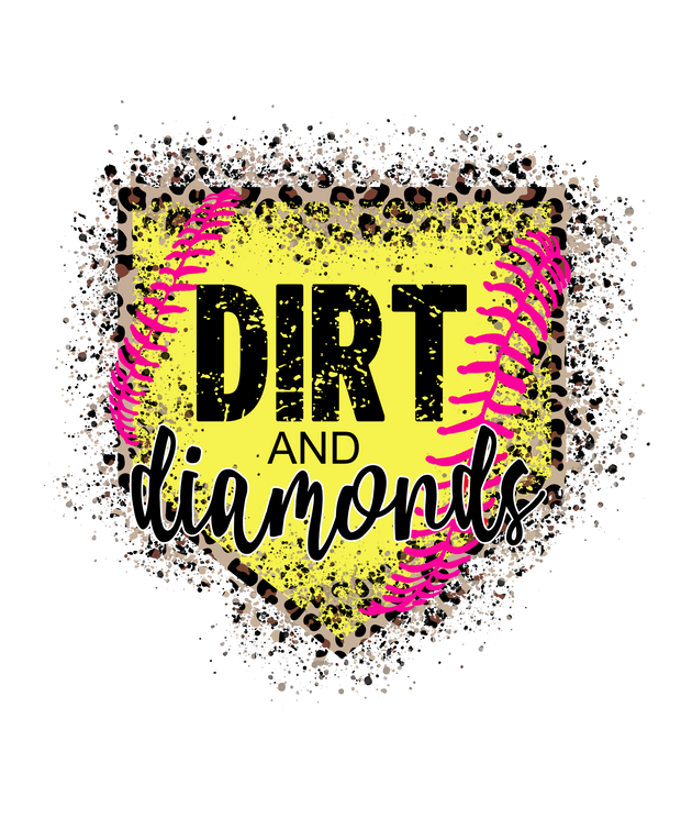 Dirt and Diamond Softball Pink Laces DTF Transfer (direct to film)