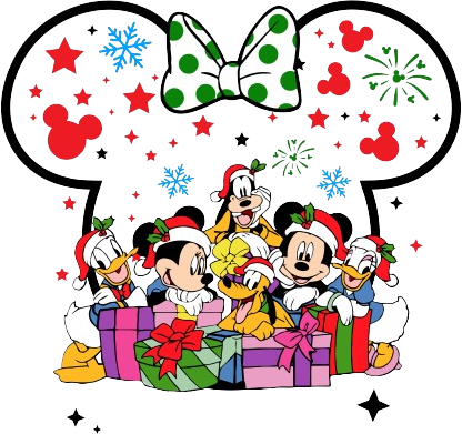 Disney Christmas With Mickey Ears DTF (direct-to-film) Transfer