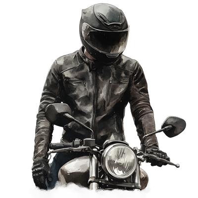 Distressed Black Rider on Bike DTF (direct-to-film) Transfer