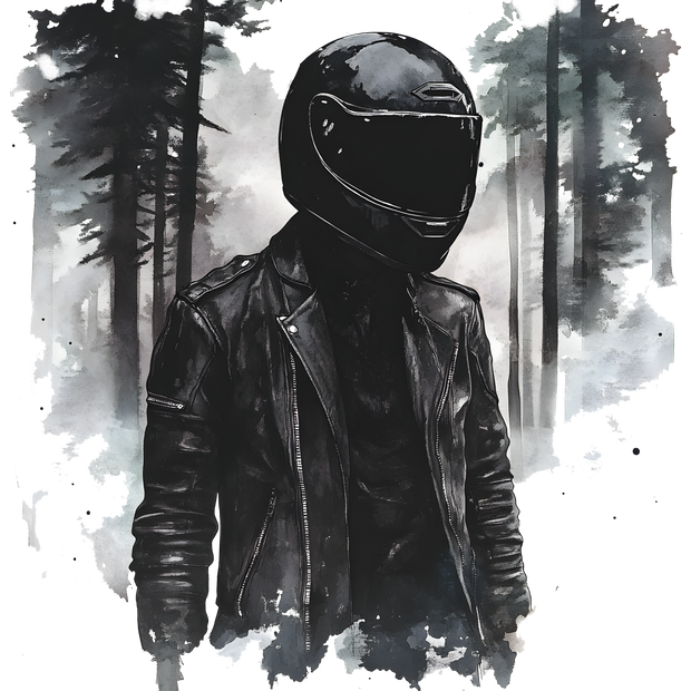 Distressed Rider in Black DTF (direct-to-film) Transfer