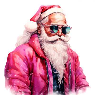 Distressed Santa With Hot Pink Jacket DTF (direct-to-film) Transfer