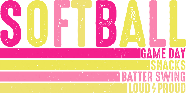 Distressed Softball Pink and Yellow DTF (Direct to Film) Transfer