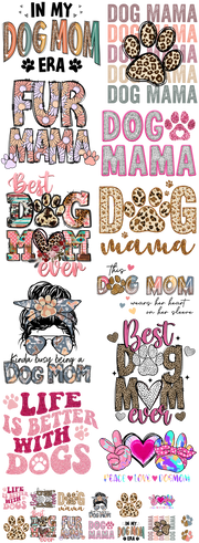 Dog Mom 1 with Adult and Pocket Sizes 60x22" DTF Ready to Ship Gang Sheet