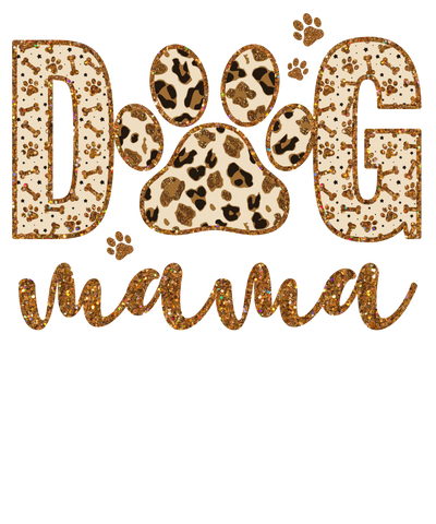 Dog Mama Leopard print and Glitter DTF (direct-to-film) Transfer