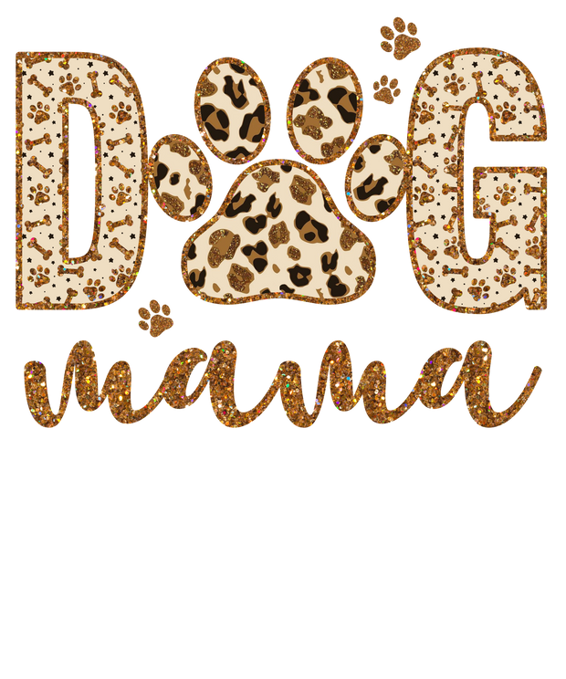 Dog Mama Leopard print and Glitter DTF (direct-to-film) Transfer