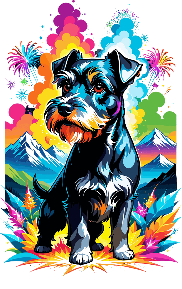 Dog in Leaves Color Drip DTF (direct-to-film) Transfer