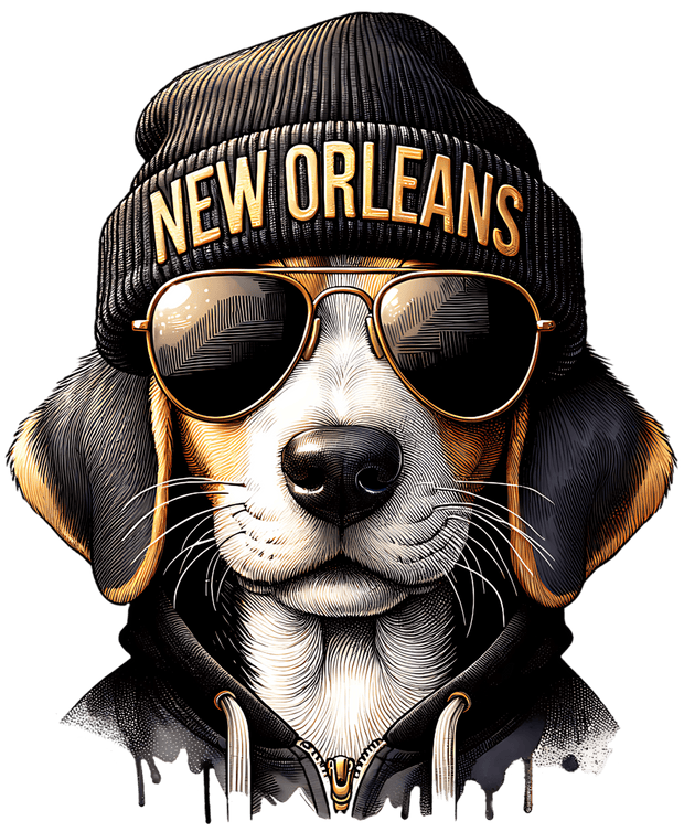 Dog in New Orleans Beanie DTF (direct-to-film) Transfer