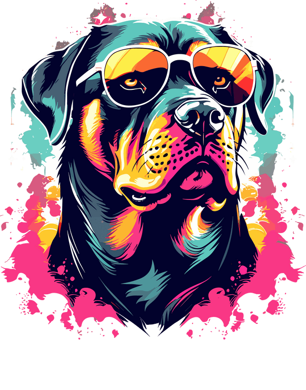 Dog in Shades Color Drip Pink DTF (direct-to-film) Transfer