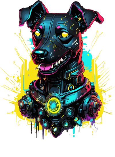 Dog with Yellow Eyes Color Drip DTF (direct-to-film) Transfer