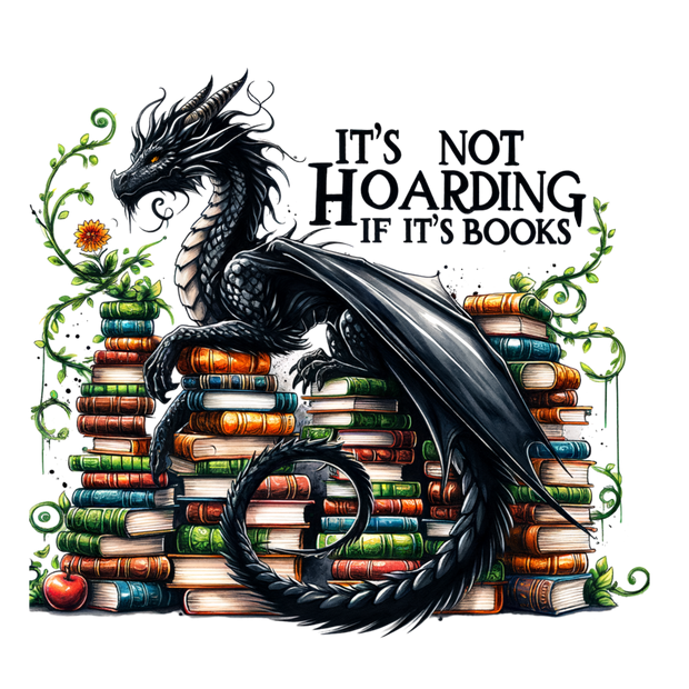Dragon on Books Not Hoarding DTF (direct-to-film) Transfer