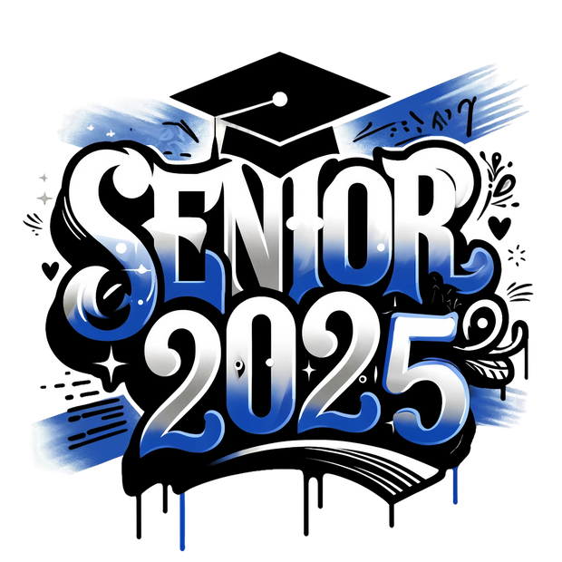 Dripping Senior 2025 Airbrushed Blue DTF (direct-to-film) Transfer