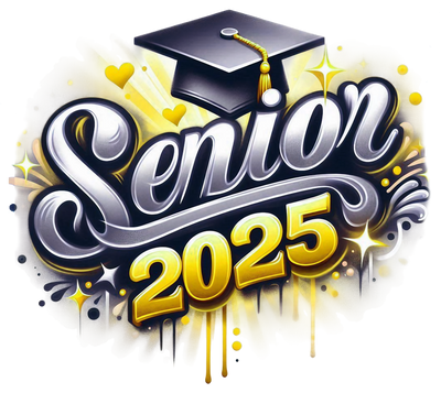 Dripping Senior 2025 Airbrushed Gold and Gray DTF (direct-to-film) Transfer