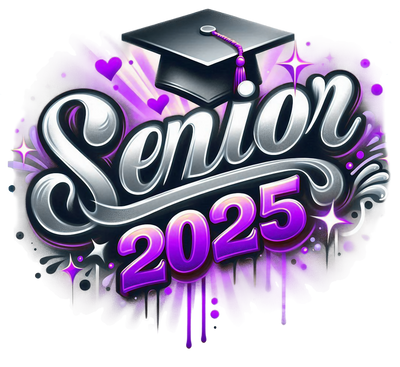 Dripping Senior 2025 Airbrushed Purple and Gray DTF (direct-to-film) Transfer