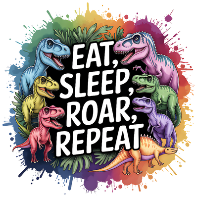 EAT SLEEP ROAR REPEAT DTF (direct-to-film) Transfer